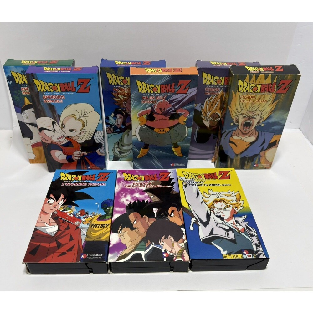 Dragon Ball Z VHS Lot 9 Tapes Uncut Trunks Bardock Majin Buu Fusion Androids DBZ